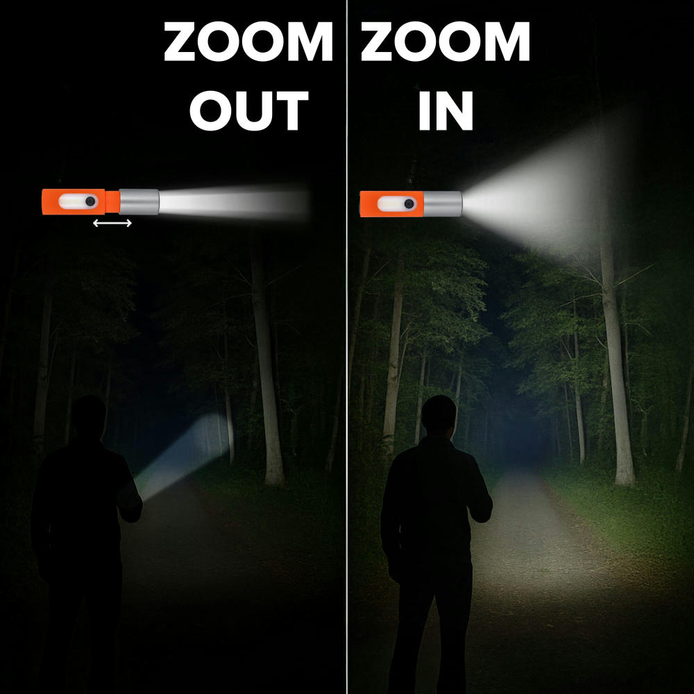 Wiederaufladbare 10-W-LED-Taschenlampe mit Zoomfunktion, 300 lm Werbeartikel