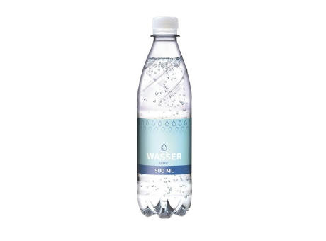 500 ml Tafelwasser, sanft prickelnd (Flasche Budget) - Papieretikett Werbeartikel