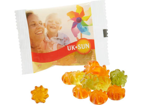 Veganes Wohlfühlfruchtgummi mit Aloe Vera im kompostierbaren Tütchen bedrucken
