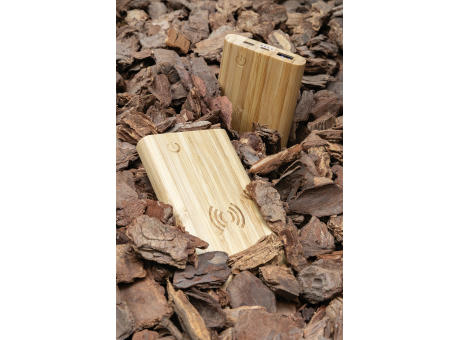 8.000mAh Bambus-Wireless-Powerbank bedrucken