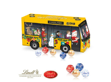 3D Adventskalender "Bus" mit Lindt Schokolade Werbeartikel