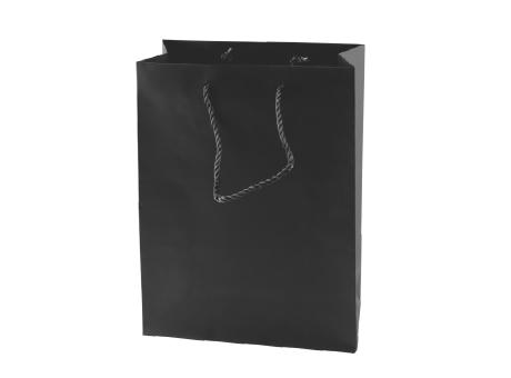 Product image Matte Papiertasche schwarz und weiß 160x190x80 mm Werbeartikel