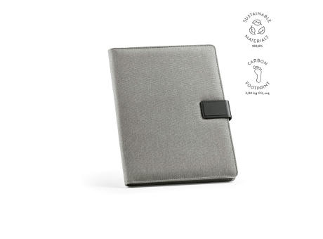 Tolstoy A4-Mappe rPET. Notizblock mit 64-seitigem FSC.Verschluss aus rPU bedrucken