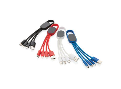 4-in-1 Kabel mit Karabiner-Clip Werbeartikel