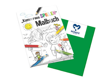 Malbuch / Mal-Set A6 - Komm-raus-spielen - Malbuch neutral Werbeartikel