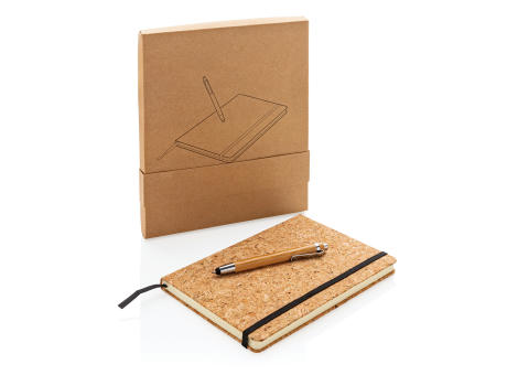 Kork A5 Notizbuch mit Bambus Stift und Stylus Werbeartikel