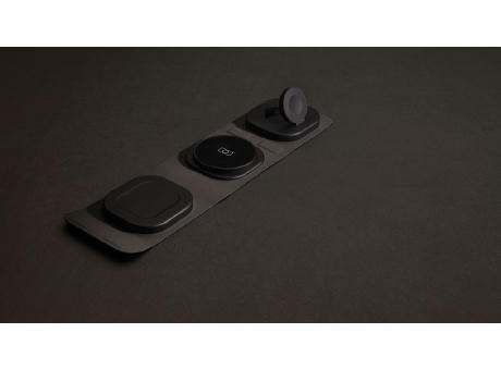 Swiss Peak 15W 3-in 1 Wireless-Reise-Charger aus RCS Plastik Werbeartikel