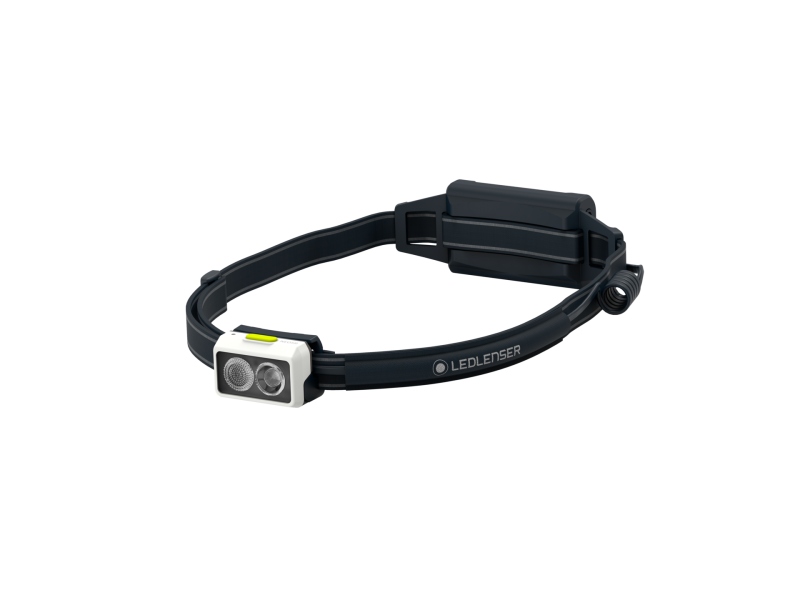 LEDLENSER Stirnlampe NEO5R in Weiß mit schwarzem Kopfband – Laufstirnlampe zum Bedrucken