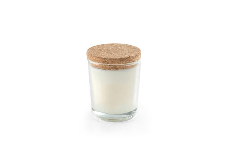Product image ZEN 80. Aromatische Kerze in einem Glasbecher mit Korkdeckel 80 g Werbeartikel