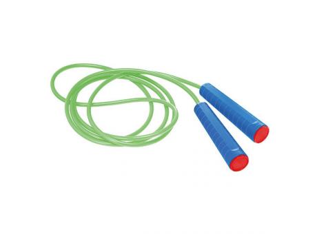 Griff blau, Deckel rot, Seil neongrün