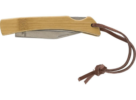 Product image Klappbares Messer aus Edelstahl und Bambus Beckett Werbeartikel