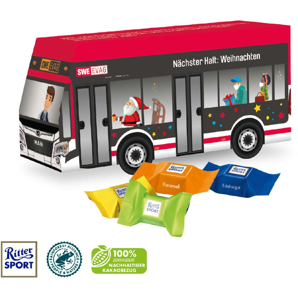 Product image 3D Präsent "Bus" mit Ritter SPORT Schokowürfel Werbeartikel