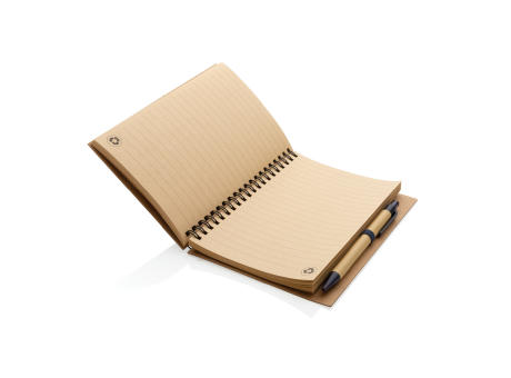 Kraft Spiral-Notizbuch mit Stift Werbeartikel