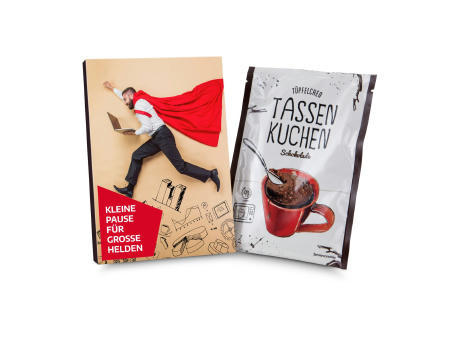 Product image Geschenkartikel / Präsentartikel: Tassenkuchen Schokolade 70 g, Pause für große Bürohelden Werbeartikel