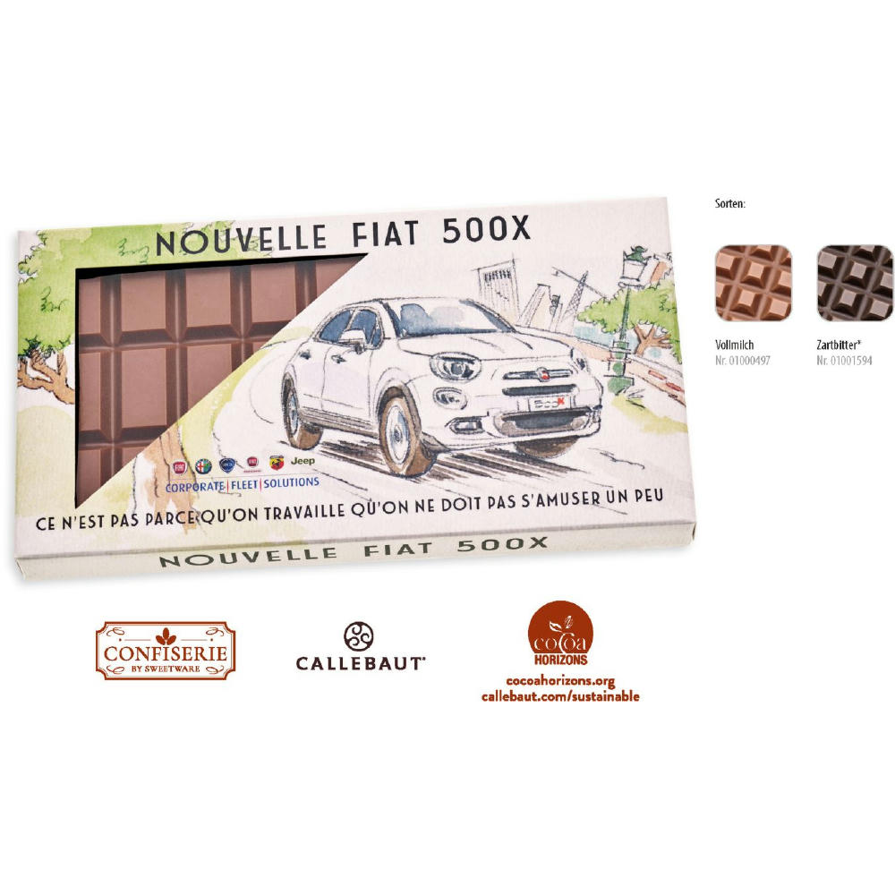 Product image Schokolade 100 g Tafel im Karton, 1 Stück, Inhalt: Callebaut Vollmilch Schokolade Kalender Werbeartikel