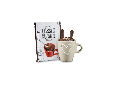 Geschenkartikel / Präsentartikel: Oster Tassenkuchen Schokolade (Backmischung 70 g), auch in individueller Stecktasche Werbeartikel