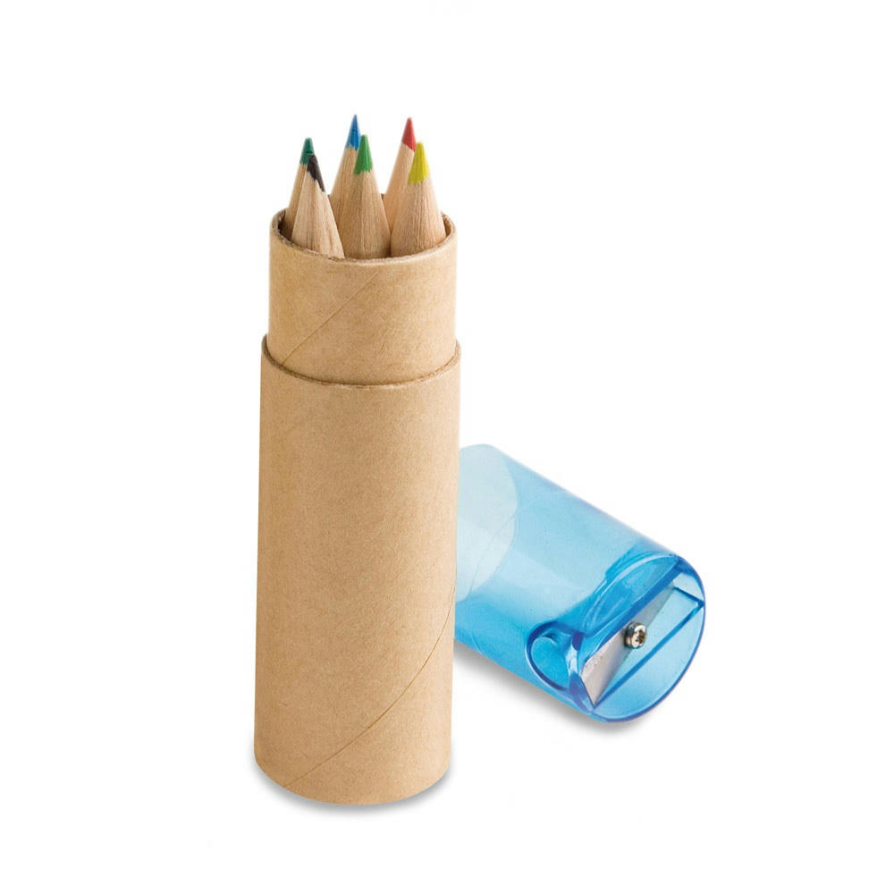 Product image ROLS. Bleistiftbox mit 6 Buntstiften und einem Deckel mit Anspitzer Werbeartikel