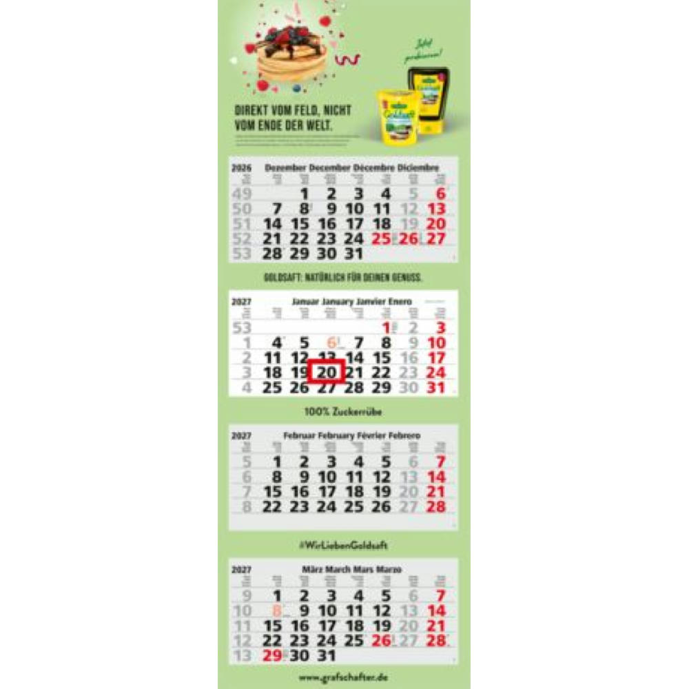 4-Monatskalender Quadro Light 4 Bestseller (Mehrblock) Werbeartikel