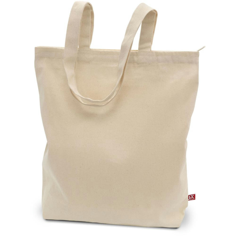 OTTAWA – Schwere Baumwolltasche mit Reißverschluss und langen Henkeln Werbeartikel