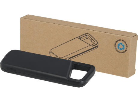 Product image Alkes 12 W 5.000 mAh wasserfeste Powerbank aus recyceltem Kunststoff mit Karabinerhaken bedrucken