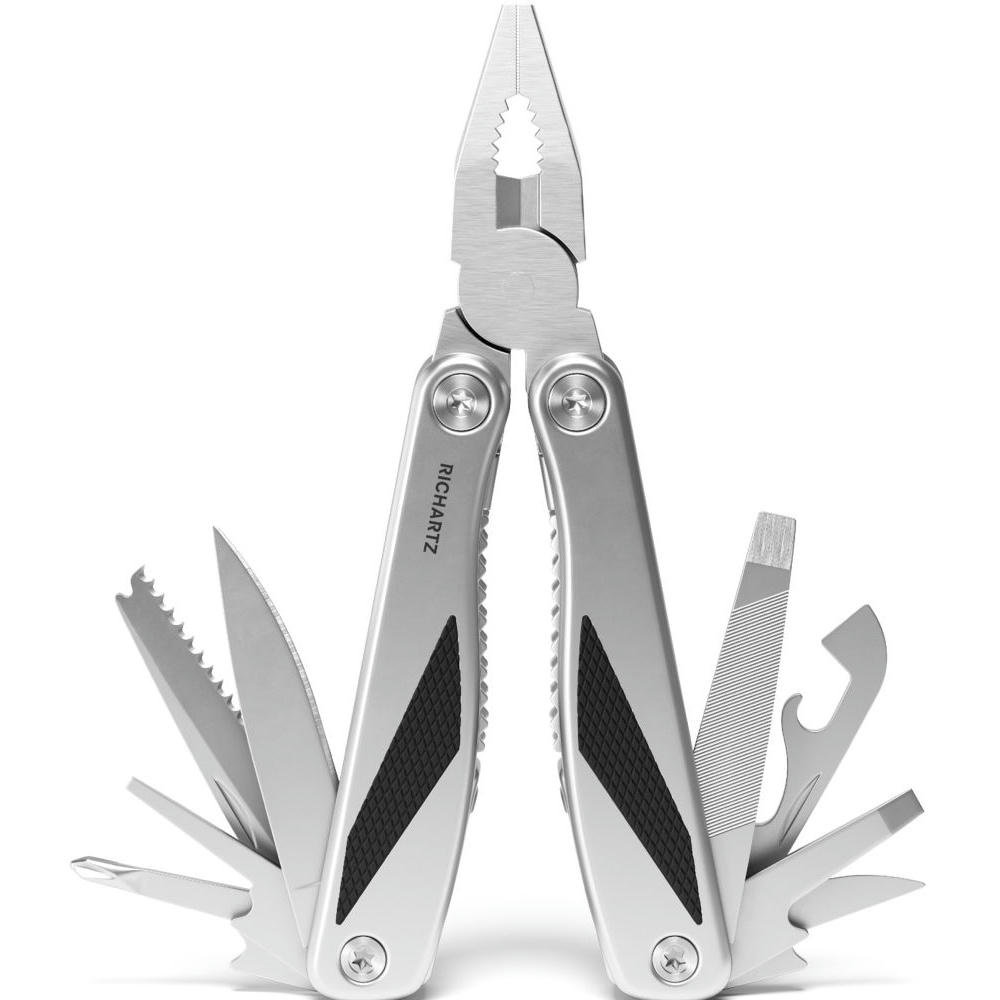 RICHARTZ GRIP tool: Multitool-Zange in der Nahansicht mit Säge und Flaschenöffner – Multitool als Werbeartikel mit Ihrem Logo