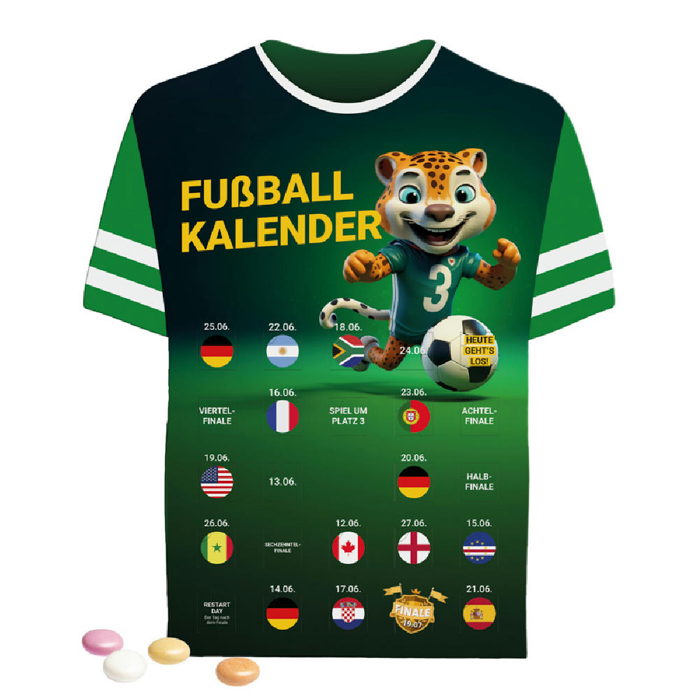 Eventkalender Trikot, Mentos Kaudragees Fruit Werbeartikel