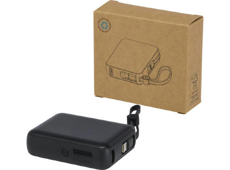 Acrux 35 W 10.000 mAh Tablet Powerbank mit integriertem Typ-C-Kabel aus recyceltem Kunststoff Werbeartikel