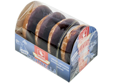 4er Lebkuchenbox,   4 Stück, Inhalt: Weiss Lebkuchen Mini-Contrella bedrucken
