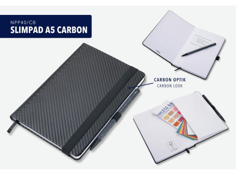 TROIKA Notizblock SLIMPAD A5 CARBON bedrucken