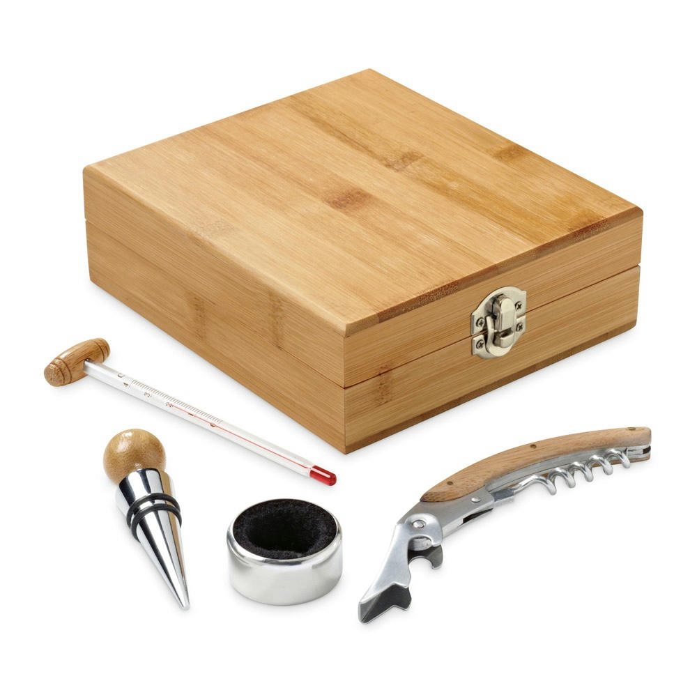 Product image CABERNET. Weinset aus Bambus, Zink und Edelstahl Werbeartikel