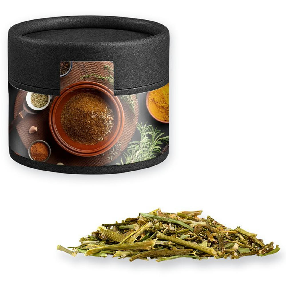 Product image Gewürzmischung BBQ Kräuter Rub, ca. 28g, Kraftpapierdose Mini schwarz Werbeartikel
