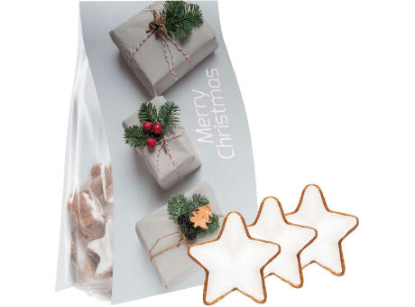 Product image Zimtsterne, 100g, Express Blockbodenbeutel mit Werbereiter bedrucken