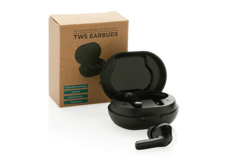 TWS Ohrhörer aus RCS Standard recyceltem Kunststoff Werbeartikel