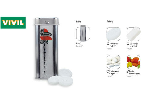 Pocket Box, blank 20 g, Inhalt: VIVIL Extra Strong, zuckerfrei (Dose) Werbeartikel