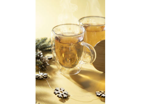 Weihnachts-Thermobecher aus Glas Snostro Werbeartikel