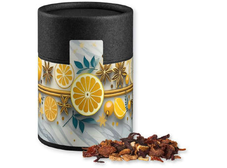 Product image Glühweingewürz fein, ca. 60g, Kraftpapierdose Midi schwarz Werbeartikel