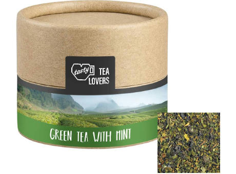 Product image Grüner Tee mit Minze, ca. 10g, Kraftpapierdose Mini Werbeartikel