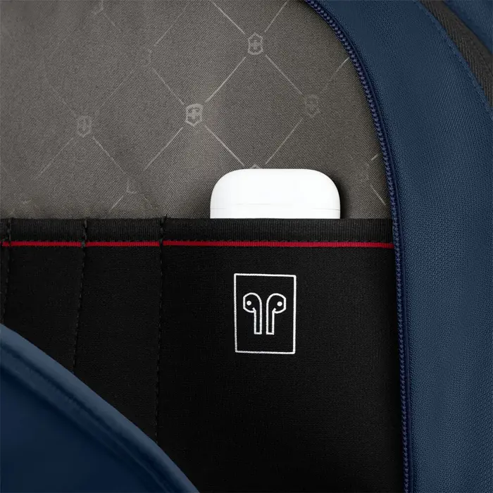 Victorinox Altmont Modern Commuter Backpack Navy, Kopfhörertasche im Innenfach – Detail am Victorinox Rucksack