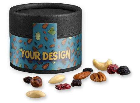 Product image Premium Studentenfutter, ca. 40g, Kraftpapierdose Mini schwarz Werbeartikel