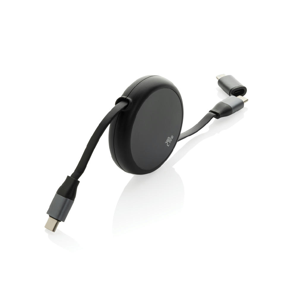 Terra ausziehbares 240W 2-in-1 Kabel aus RCS rec. Aluminium Werbeartikel