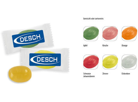 Product image Bonbon Flowpack, 1 Stück, Inhalt: Bonbon Orange Werbeartikel