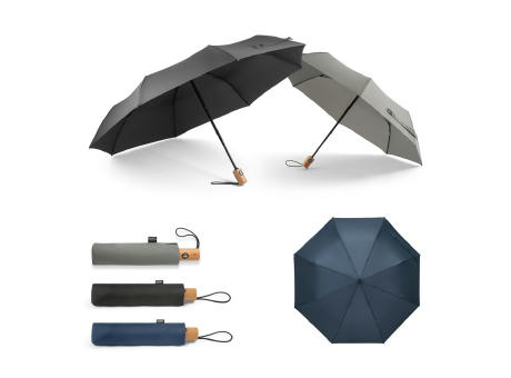 Product image RIVER. Faltbarer Regenschirm aus recyceltem Polyester (100% rPET) 190T Pongé mit automatischer Öffnung und Schließung Werbeartikel