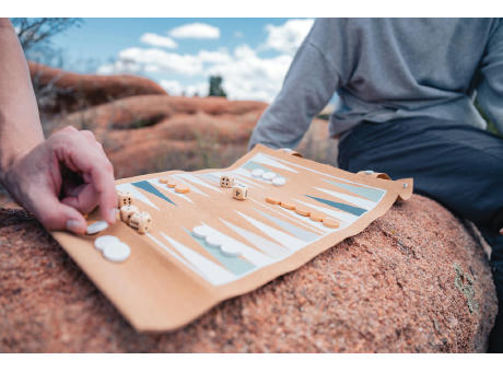 Britton faltbares Backgammon und Damespiel Set aus Kork Werbeartikel