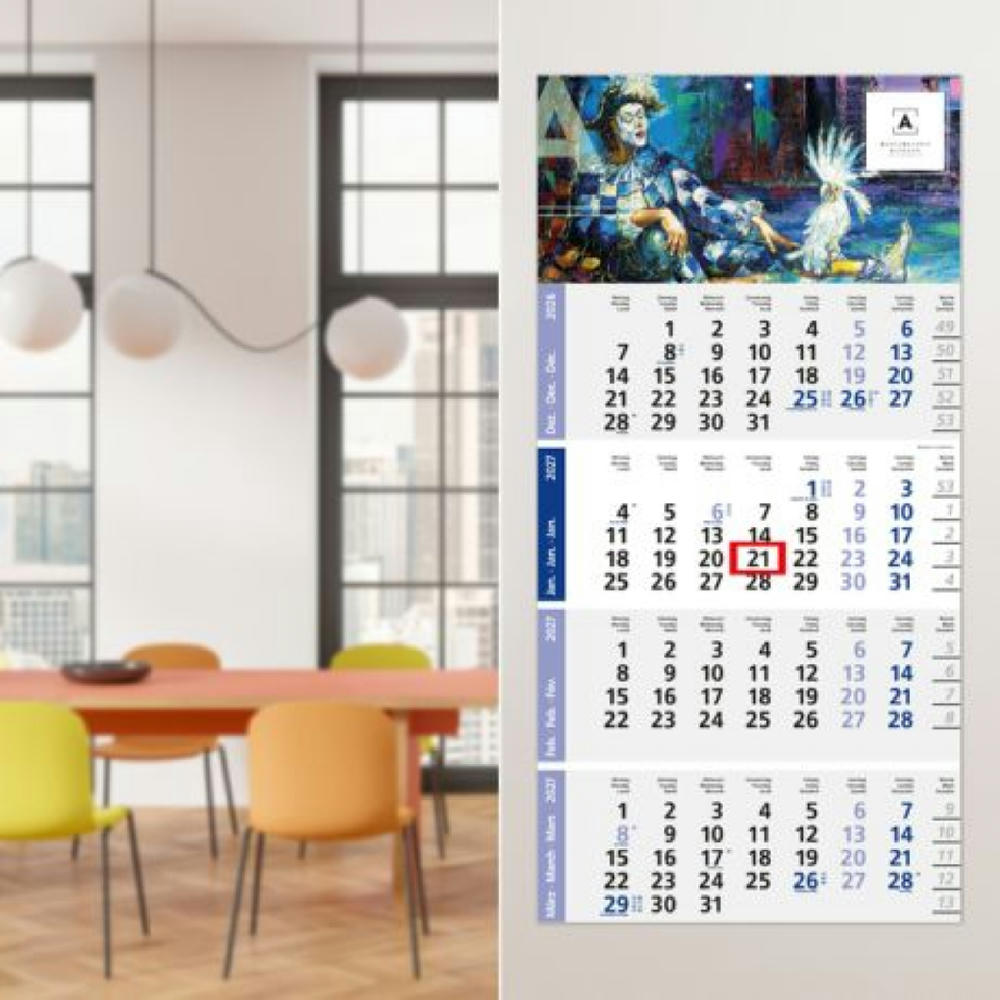 4-Monatskalender Einblatt Logic 4 Post A EXPRESS Design-Kalendarium Werbeartikel