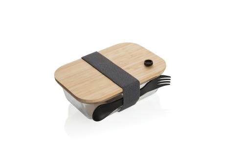 Lunch-Box aus Glas mit Bambusdeckel Werbeartikel