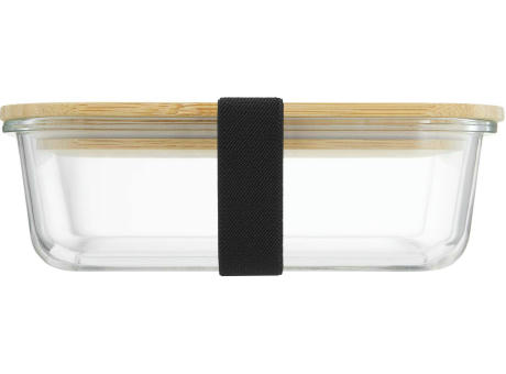 Hitzebeständige Glas-Lunchbox mit Bambusdeckel, Dichtung und 1050 ml Volumen Werbeartikel