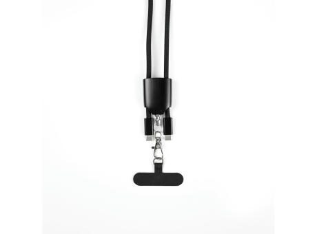 ZEWAIL. Lanyard mit Smartphone-Halterung, USB-C-Kabel und verschiedenen Adaptern aus recyceltem ABS und recyceltem TPE Werbeartikel