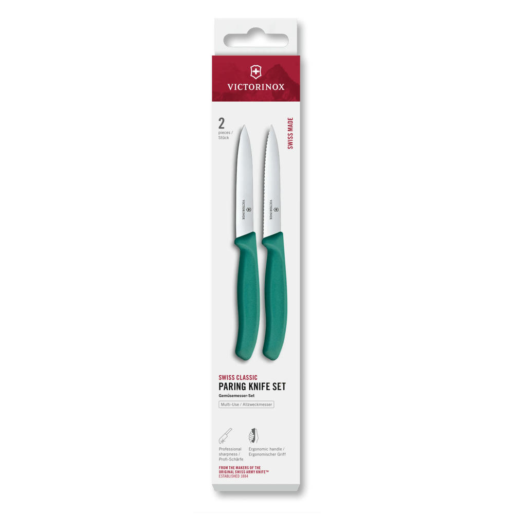 Swiss Classic, Gemüsem. Set, 2tlg, 10cm,gerade/Wellen,schwarz,Box Werbeartikel