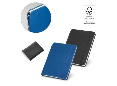 MORIAH. A5 Notizbuch aus PU mit linierten Blättern, aus FSC™-zertifiziertem Material und anderen kontrollierten Materialien hergestellt Werbeartikel