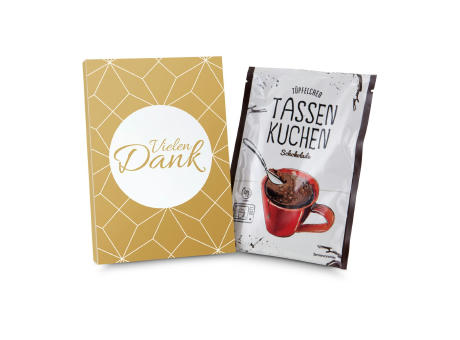 Geschenkartikel / Präsentartikel: Tassenkuchen Schokolade 70 g, Vielen Dank Werbeartikel